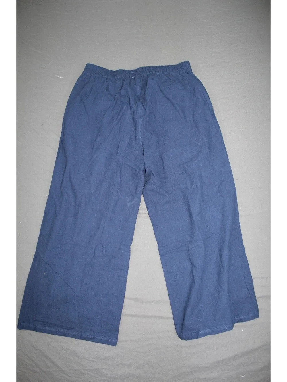 TECUPPER Stylish Blue Cotton Wide-Leg Pants With Pockets XL